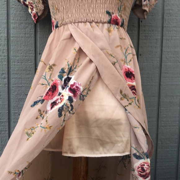 Beautiful Floral High-Low Off The Shoulder Dress w/ Front Slit! Fits like Sz S/M - Picture 12 of 12